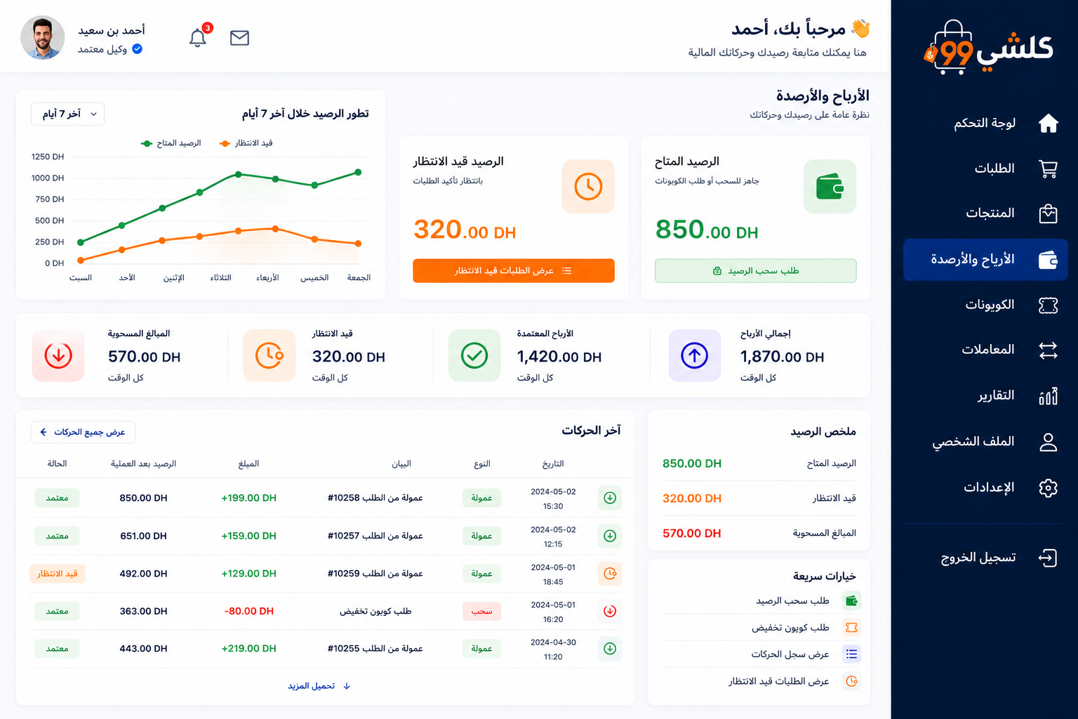 تتبع الرصيد